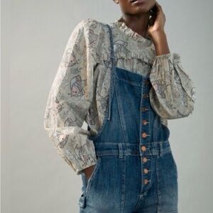 Anthropologie Denim Overalls with Button Detail